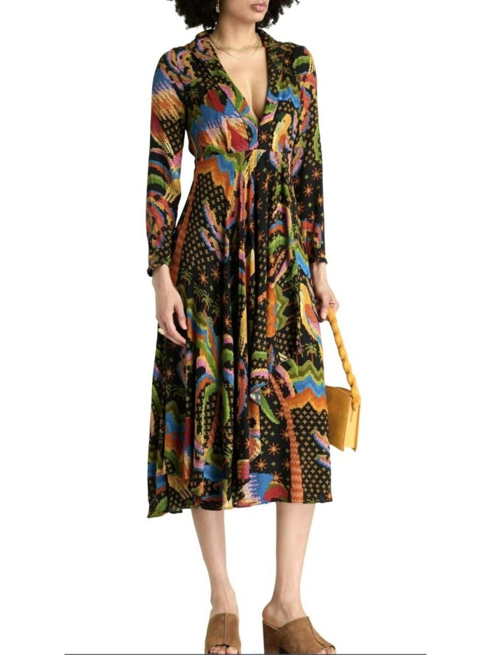 Farm Rio Macaw Draped Midi Dress Size Small New